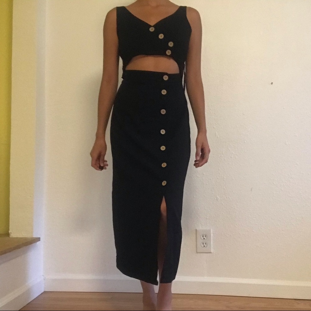 COPY - Black Button Up Cut-Out Dress